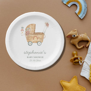 Prato De Papel Chá de Bebê Carruagem de Bebê Boho 