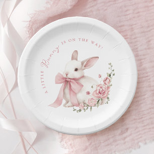 Prato De Papel Chá de Bebê Coelhinho Rosa Pequeno 