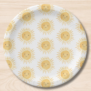 Prato De Papel Chá de Bebê com Tema de Sol