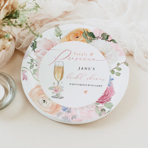 Prato De Papel Chá de Bebê da JANE com Pétalas Florais e Prosecco