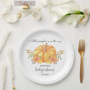 Prato De Papel Chá de bebê de abóbora laranja em aquarela