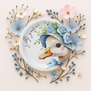 Prato De Papel Chá de bebê de aniversário do menino Silly Goose