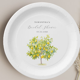 Prato De Papel Chá de Bebê de Aquarela de Limão Cítrico 