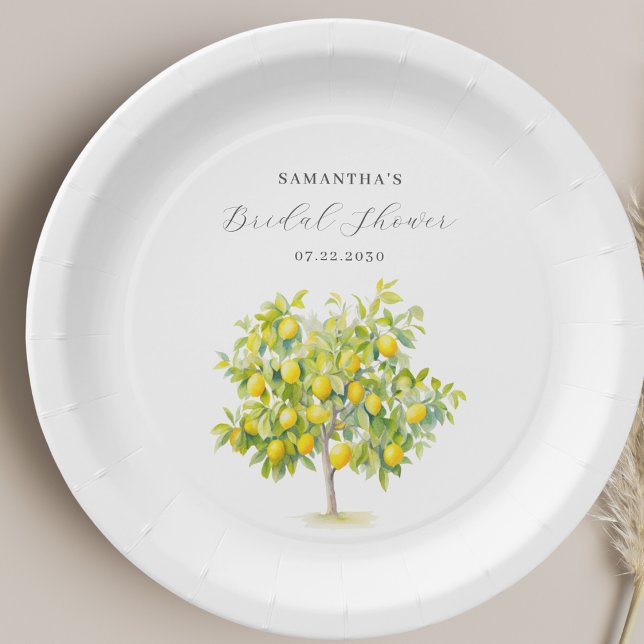 Prato De Papel Chá de Bebê de Aquarela de Limão Cítrico  (Criador carregado)