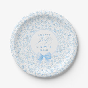 Prato De Papel Chá de Bebê de Arco Azul Chinoiserie Flores Silves