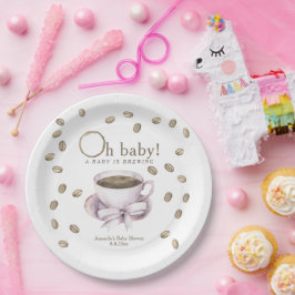 Prato De Papel Chá de bebê de café e arco