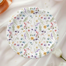 Prato De Papel Chá de Bebê de Flores Silvestres Borboletas ao Lon