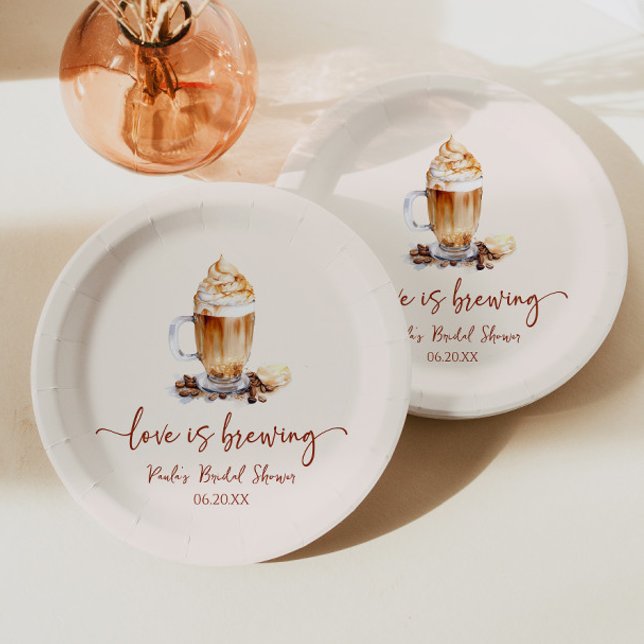 Prato De Papel Chá de Bebê de Grãos de Café Love Is Brewing (Criador carregado)