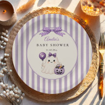 Chá de Bebê de Halloween Fantasma Fofo Roxo