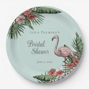 Prato De Papel Chá de Bebê de Hibisco Flamingo Rosa Tropical