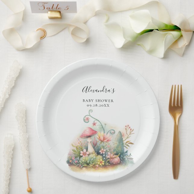 Prato De Papel Chá de Bebê de Jardim Encantado (Casamento)