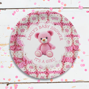 Prato De Papel Chá de Bebê de Menina Urso de Pelúcia Crochê Fofo