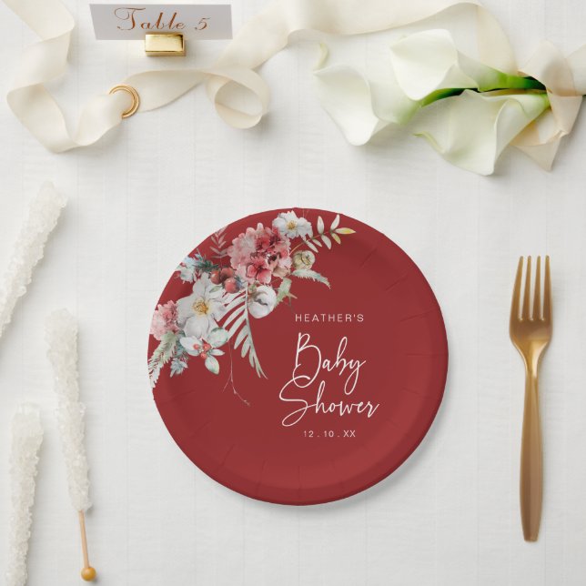 Prato De Papel Chá de Bebê de Natal (Casamento)