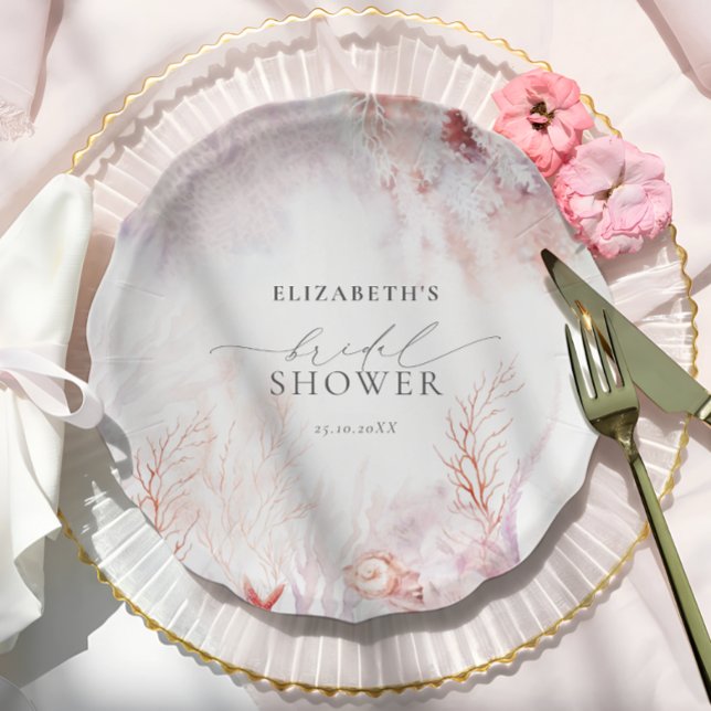 Prato De Papel Chá de Bebê de Noiva em Azul Poeira e Rosa Desbota (Criador carregado)