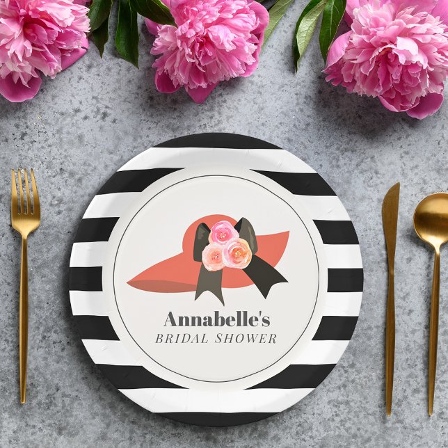 Prato De Papel Chá de Bebê Derby Style Rosa Vermelha de Chapéu Gr (Criador carregado)