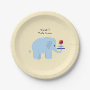 Prato De Papel Chá de Bebê do Elefante Azul