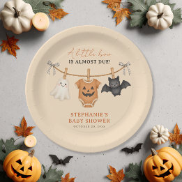 Prato De Papel Chá de Bebê do Little Boo de Halloween Personaliza