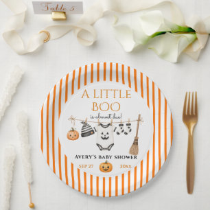 Prato De Papel Chá de Bebê do Little Boo Halloween Mínimo