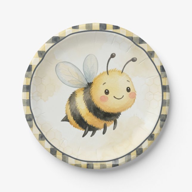 Prato De Papel Chá de Bebê do Menino Abelha Bug (Frente)