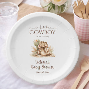 Prato De Papel Chá de Bebê do Pequeno Cowboy com Elegância Countr