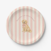 Chá de Bebê do Retriever Dourado Rosa