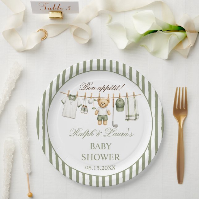 Prato De Papel Chá de Bebê do Ursinho de Golfinho  (Casamento)