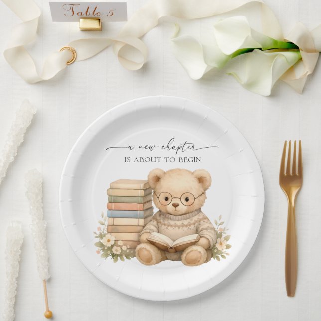 Prato De Papel Chá de Bebê do Ursinho de Pelúcia do Novo Capítulo (Casamento)