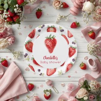 Prato De Papel Chá de Bebê Doce Morango Personalizado