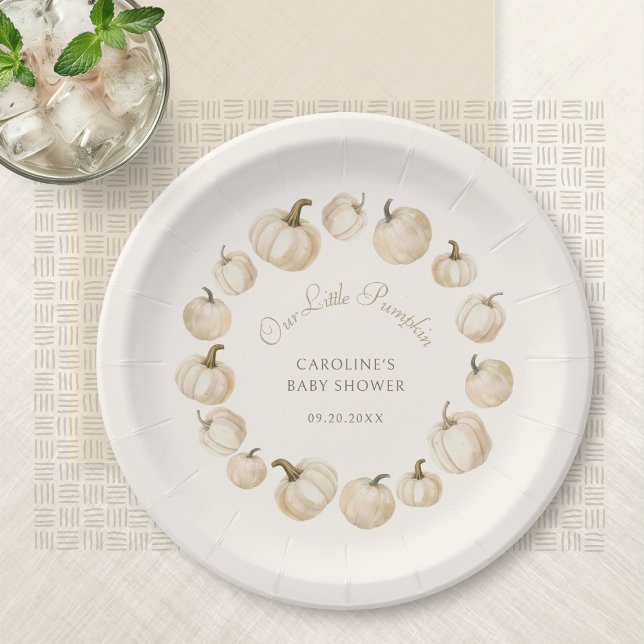 Prato De Papel Chá de Bebê Elegante de Abóbora Outono (Criador carregado)