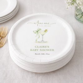 Prato De Papel Chá de Bebê Elegante e Neutro Tini One    