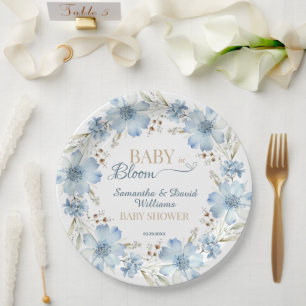 Prato De Papel Chá de Bebê Flor de Cosmos Azul Bebê em Flor