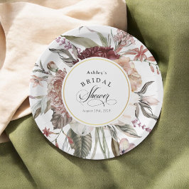 Prato De Papel Chá de Bebê Floral Boho Fantasia Aquarela