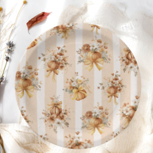 Prato De Papel Chá de Bebê Floral de Abóbora Elegante
