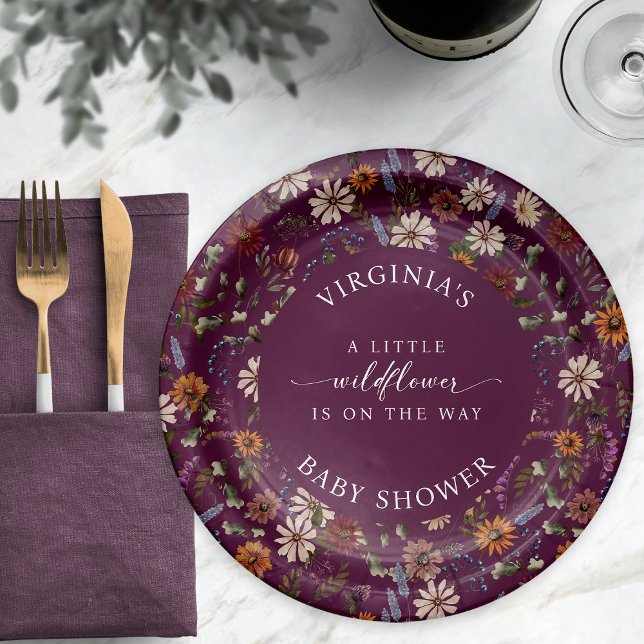 Prato De Papel Chá de Bebê Floral de Outono (Fall Floral Baby Shower Paper Plates
)