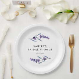 Prato De Papel Chá de Bebê Floral Lavanda Elegante