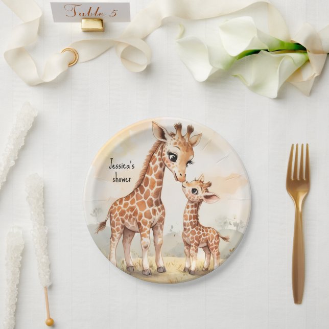 Prato De Papel Chá de Bebê Girafa (Casamento)