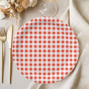 Prato De Papel Chá de Bebê Italiano Pizza Xadrez Vermelho