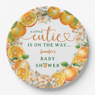 Prato De Papel Chá de Bebê Laranja Little Cutie Neutro em Gênero