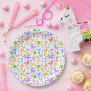Prato De Papel Chá de Bebê Menina Colorido