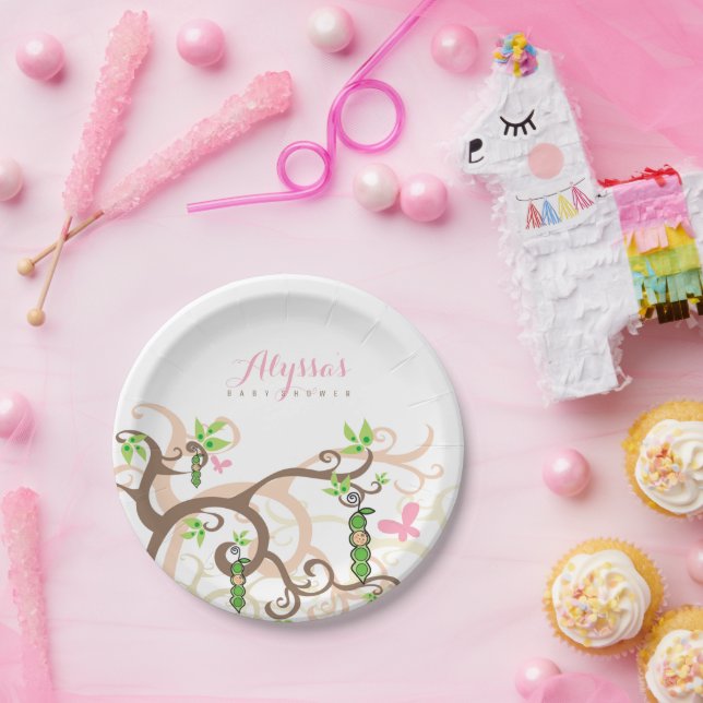 Prato De Papel Chá de Bebê Menina Doce e Caprichoso Rosa Pérola E (Festa)