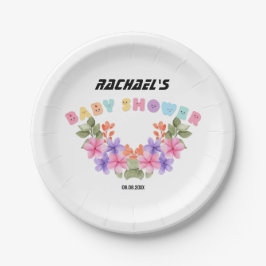 Prato De Papel Chá de Bebê Menina Floral Rosa Claro