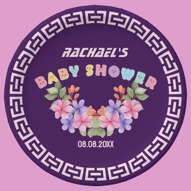 Prato De Papel Chá de Bebê Menina Floral Rosa Claro (Criador carregado)