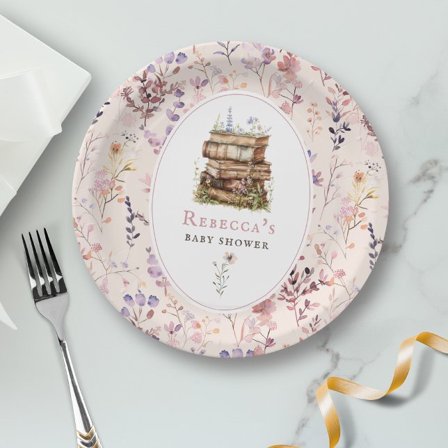 Prato De Papel Chá de bebê menina rosa floral (Criador carregado)