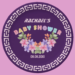 Prato De Papel Chá de Bebê Menina Rosa Suave Floral