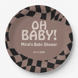 Prato De Papel Chá de Bebê Oh Baby Groovy Mocha Brown