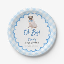 Chá de Bebê Oh Menino Xadrez Azul Cachorro