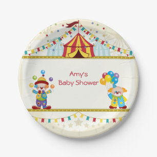 Prato De Papel Chá de Bebê, Palhaços Fofos, Circo, Personalizado