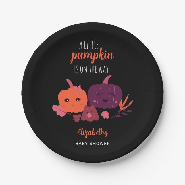 Prato De Papel Chá de Bebê Pequena Abóbora Fofinho Outono Hallowe (Frente)
