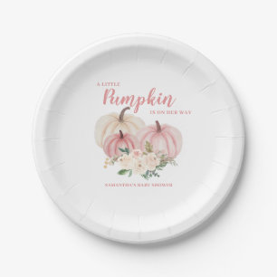 Prato De Papel Chá de Bebê Personalizado Abóbora Pequena Rosa