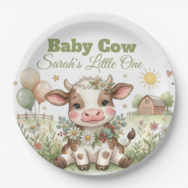 Prato De Papel Chá de Bebê Personalizado Vaca Bebê